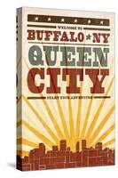 Buffalo, New York - Skyline and Sunburst Screenprint Style-Lantern Press-Stretched Canvas