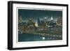 Buffalo, New York - View of Buffalo Skyline at Night-Lantern Press-Framed Art Print