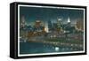 Buffalo, New York - View of Buffalo Skyline at Night-Lantern Press-Framed Stretched Canvas