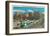 Buffalo, New York - View of Lafayette Square and Main Street-Lantern Press-Framed Art Print