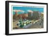 Buffalo, New York - View of Lafayette Square and Main Street-Lantern Press-Framed Art Print