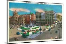 Buffalo, New York - View of Lafayette Square and Main Street-Lantern Press-Mounted Art Print