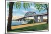 Buffalo, NY, Peace Bridge Crossing Niagara River View, Fort Erie, Ontario in Distance-Lantern Press-Mounted Art Print