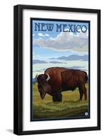 Buffalo Scene - New Mexico-Lantern Press-Framed Art Print