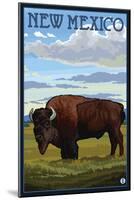 Buffalo Scene - New Mexico-Lantern Press-Mounted Art Print