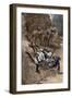 Buffalo Soldier and His Horse Taking a Tumble from the Trail, 1880s-null-Framed Giclee Print