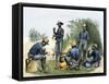 Buffalo Soldiers around a Campfire, 1880s-null-Framed Stretched Canvas