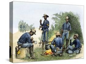 Buffalo Soldiers around a Campfire, 1880s-null-Stretched Canvas