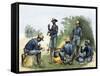Buffalo Soldiers around a Campfire, 1880s-null-Framed Stretched Canvas