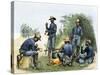 Buffalo Soldiers around a Campfire, 1880s-null-Stretched Canvas