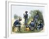 Buffalo Soldiers around a Campfire, 1880s-null-Framed Giclee Print