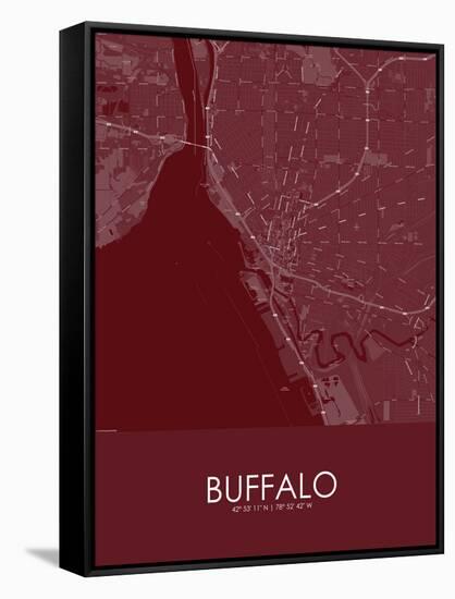 Buffalo, United States of America Red Map-null-Framed Stretched Canvas