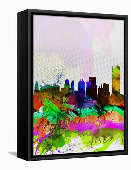 Buffalo Watercolor Skyline-NaxArt-Framed Stretched Canvas