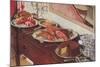 Buffet on Sideboard-null-Mounted Art Print