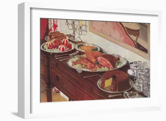 Buffet on Sideboard-null-Framed Art Print