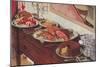 Buffet on Sideboard-null-Mounted Art Print