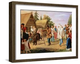 Buffoons in a Village, 1857-Francois Nicolas Riss-Framed Giclee Print
