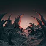 3D Rendering of Horror Landscape. Dry Twisted Spines, Spikes Sticking out of the Dry Stone Ground.-Bug_Fish-Stretched Canvas