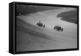 Bugatti and Bentley of Eddie Hall racing at a BARC meeting, Brooklands, Surrey, 1931-Bill Brunell-Framed Stretched Canvas