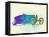 Bugatti Type 35 R Watercolor-NaxArt-Framed Stretched Canvas