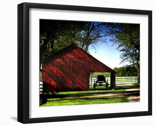 Buggy in the Red Barn-Jody Miller-Framed Premium Photographic Print