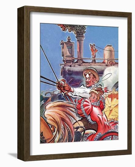 "Buggy Races Train,"May 13, 1939-Douglas H. Hilliker-Framed Giclee Print