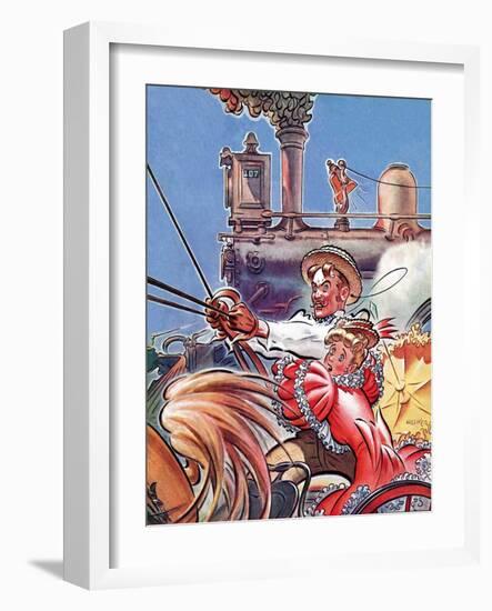 "Buggy Races Train,"May 13, 1939-Douglas H. Hilliker-Framed Giclee Print