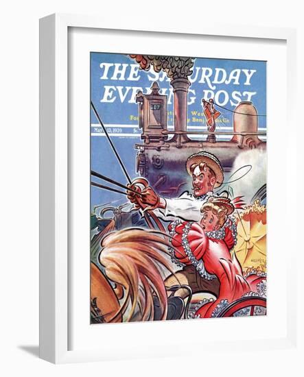 "Buggy Races Train," Saturday Evening Post Cover, May 13, 1939-Douglas H. Hilliker-Framed Giclee Print