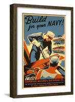 Build for Your Navy, Enlist! WW II Poster-null-Framed Art Print