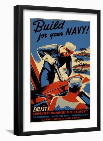 Build for Your Navy-null-Framed Giclee Print