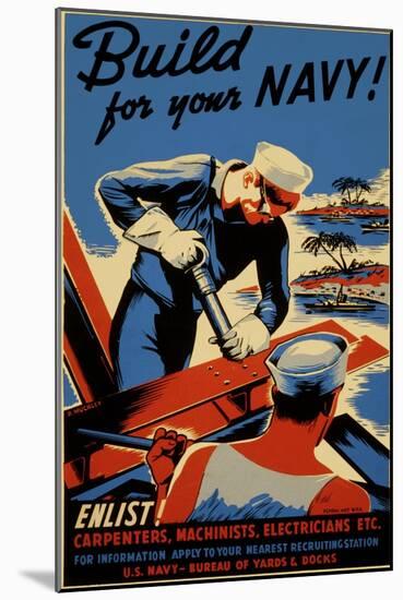 Build for Your Navy-null-Mounted Giclee Print