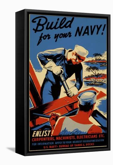 Build for Your Navy-null-Framed Stretched Canvas