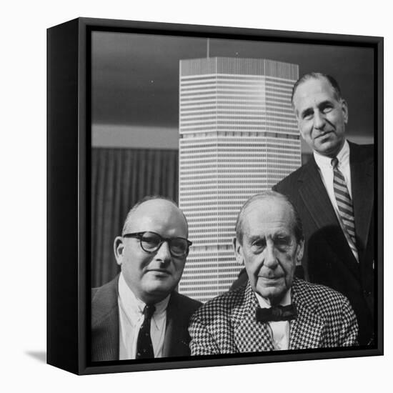 Builder Emory Roth, Erwin Wolfson, and Architect Walter Gropius with Grand Central Building Model-Andreas Feininger-Framed Stretched Canvas