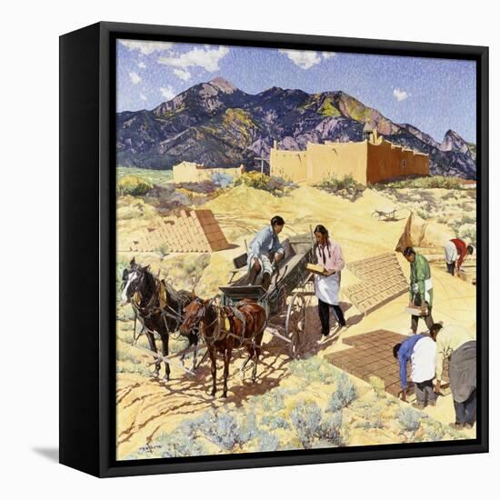 Builders in the Desert-Walter Ufer-Framed Stretched Canvas
