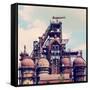 Building a Blast Furnace at the Steel Industry on a Background of Blue Sky-Mikhail St-Framed Stretched Canvas