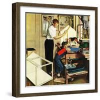 "Building a Doghouse", November 27, 1954-George Hughes-Framed Giclee Print