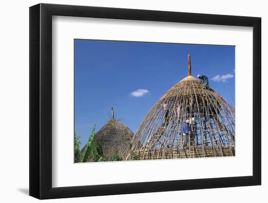 Building a Hut, Gourague Area, Shoa Province, Ethiopia, Africa-Bruno Barbier-Framed Premium Photographic Print