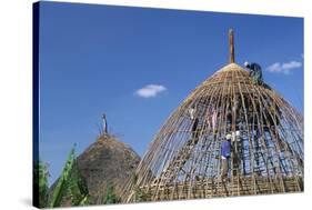 Building a Hut, Gourague Area, Shoa Province, Ethiopia, Africa-Bruno Barbier-Stretched Canvas