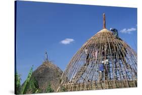 Building a Hut, Gourague Area, Shoa Province, Ethiopia, Africa-Bruno Barbier-Stretched Canvas