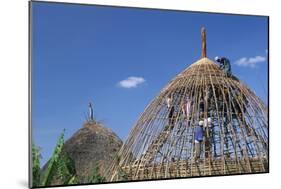 Building a Hut, Gourague Area, Shoa Province, Ethiopia, Africa-Bruno Barbier-Mounted Photographic Print