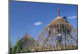 Building a Hut, Gourague Area, Shoa Province, Ethiopia, Africa-Bruno Barbier-Mounted Photographic Print