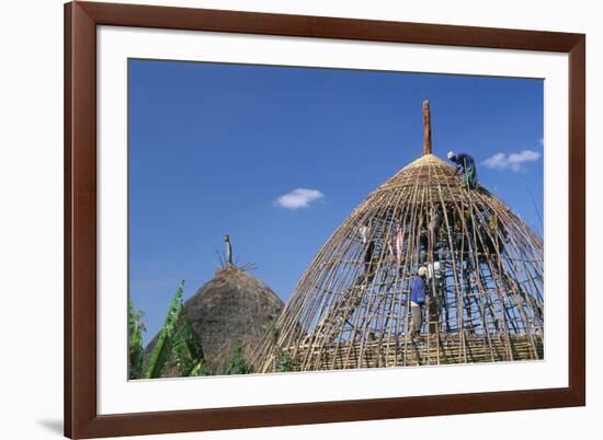 Building a Hut, Gourague Area, Shoa Province, Ethiopia, Africa-Bruno Barbier-Framed Photographic Print