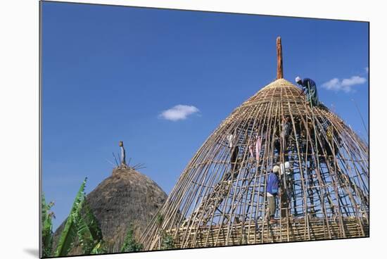 Building a Hut, Gourague Area, Shoa Province, Ethiopia, Africa-Bruno Barbier-Mounted Photographic Print