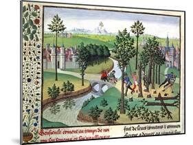 Building a Road, 15th Century-null-Mounted Giclee Print