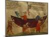 Building a Ship, Miniature from a Venetian Code, Italy 14th Century-null-Mounted Giclee Print