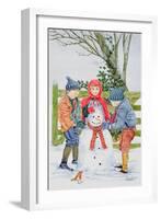 Building a Snowman-Catherine Bradbury-Framed Premium Giclee Print