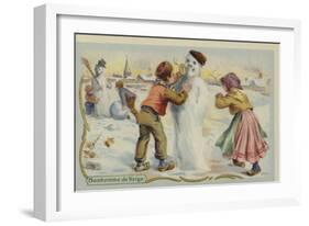 Building a Snowman-null-Framed Giclee Print