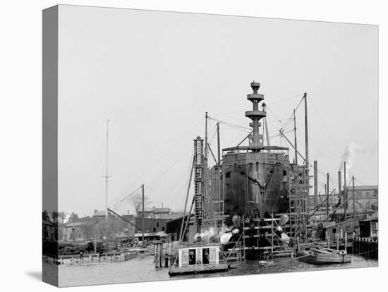 Building a Warship, Cramps I.E. William Cramp Sons Ship and Engine Building Company Shipyard-null-Stretched Canvas