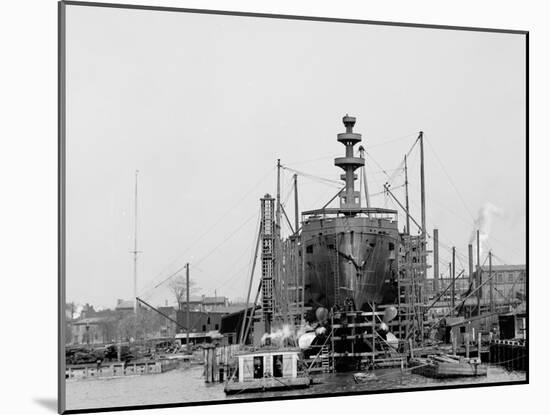 Building a Warship, Cramps I.E. William Cramp Sons Ship and Engine Building Company Shipyard-null-Mounted Photo