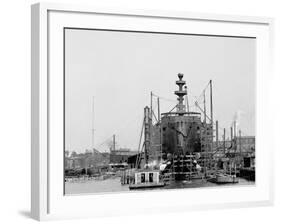 Building a Warship, Cramps I.E. William Cramp Sons Ship and Engine Building Company Shipyard-null-Framed Photo